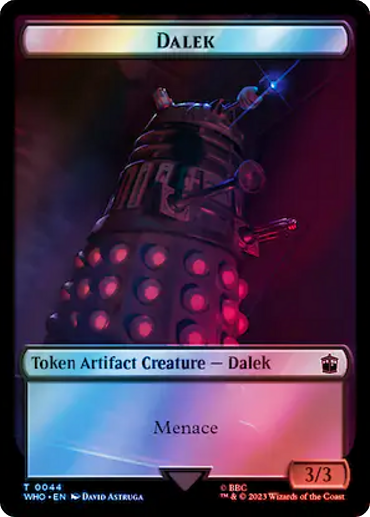 Dalek // Dinosaur Double-Sided Token (Surge Foil) [Doctor Who Tokens]