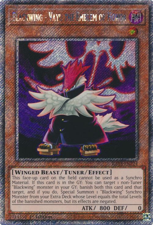 Blackwing - Vayu the Emblem of Honor (Platinum Secret Rare) [RA03-EN224] Platinum Secret Rare