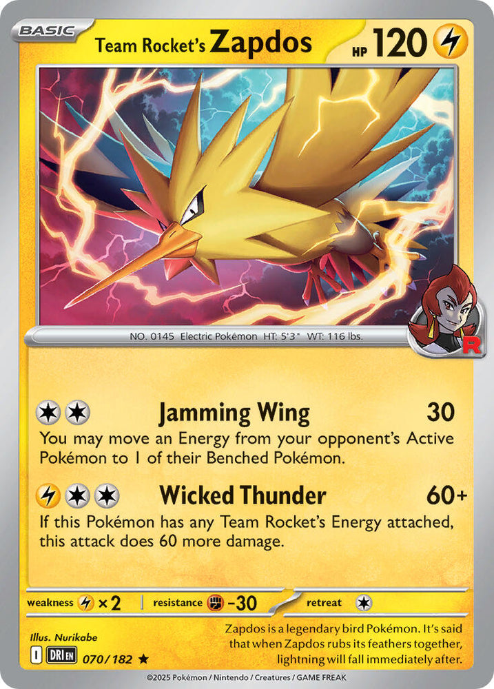 Team Rocket's Zapdos (070/182) (Deck Exclusive) [Scarlet & Violet: Destined Rivals]