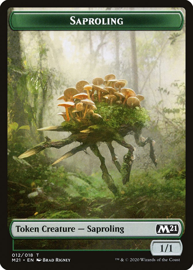 Dog // Saproling Double-sided Token [Core Set 2021 Tokens]