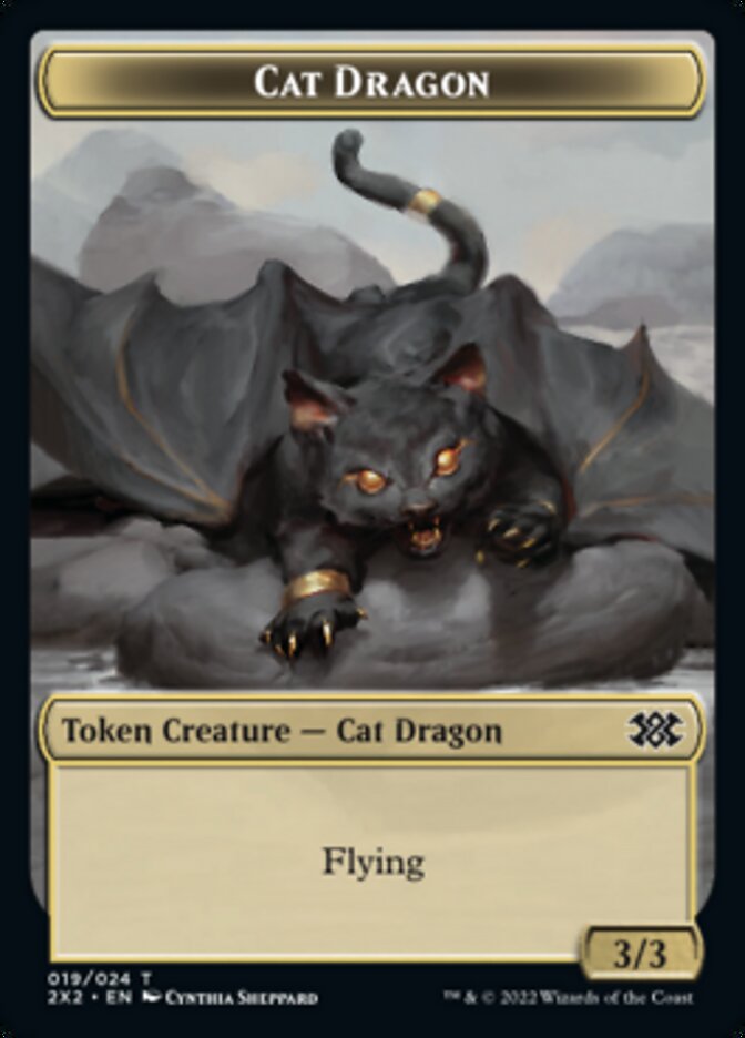 Cat Dragon // Spirit (008) Double-sided Token [Double Masters 2022 Tokens]