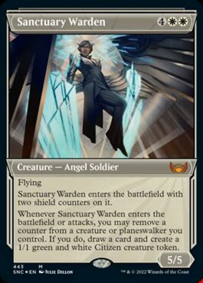 Sanctuary Warden (Showcase Art Deco Foil Etched) [Streets of New Capenna]